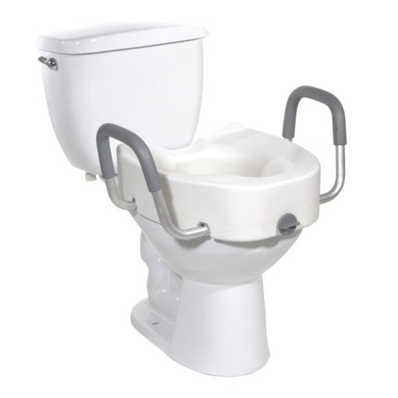 NIB Raised Elongated Toilet Seat with Lock and Arms - Picture 2 of 2